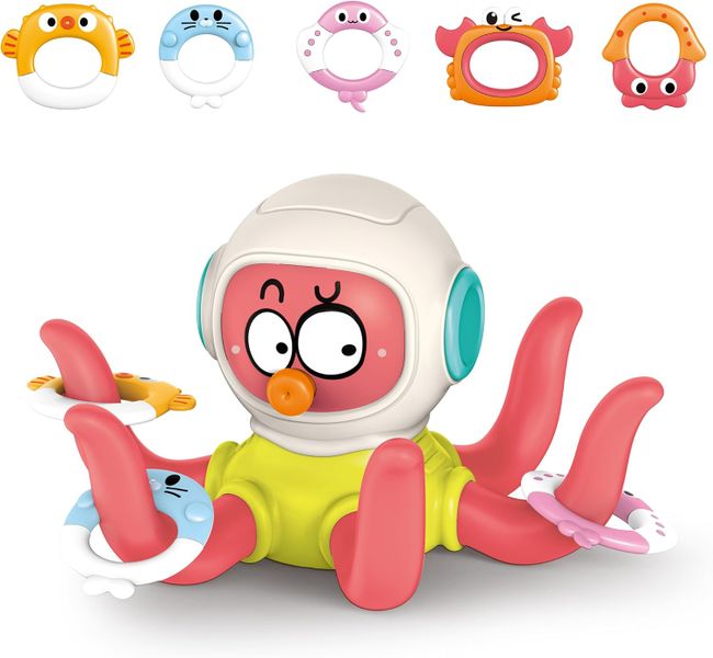 Floating Octopus Bath Toy with 5 Rings