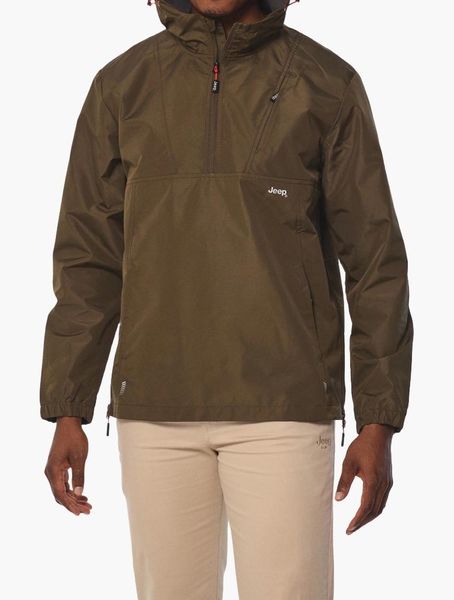 Jeep Men Olive Green Polyester Regular Shell, Hoodie, Raincoat