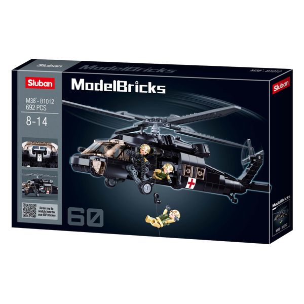 Sluban Building Set: Model Bricks UH 60 Black Hawk - 692 Pieces
