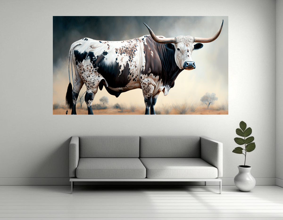 Canvas Wall Art - Nguni Bull Fancy Artwork B1440