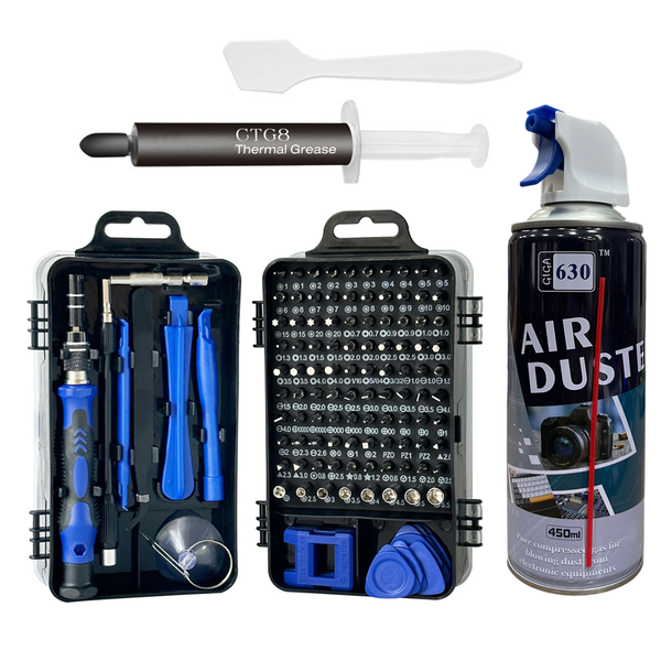 Thermal Paste Kit - Thermal Compound(4g),115PCs Screwdriver Set,Air Duster