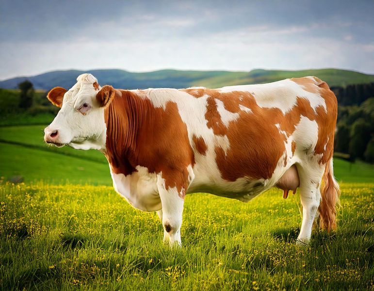 Rootedart Canvas Home Decor Wall Art - Guernsey Grace Cow