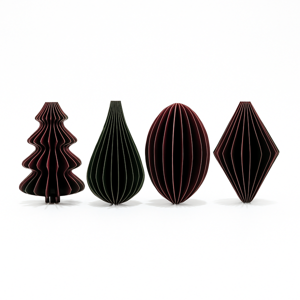 Red &amp; Green Christmas Tree Decorations - Sphere, Drop, Tree &amp; Diamond
