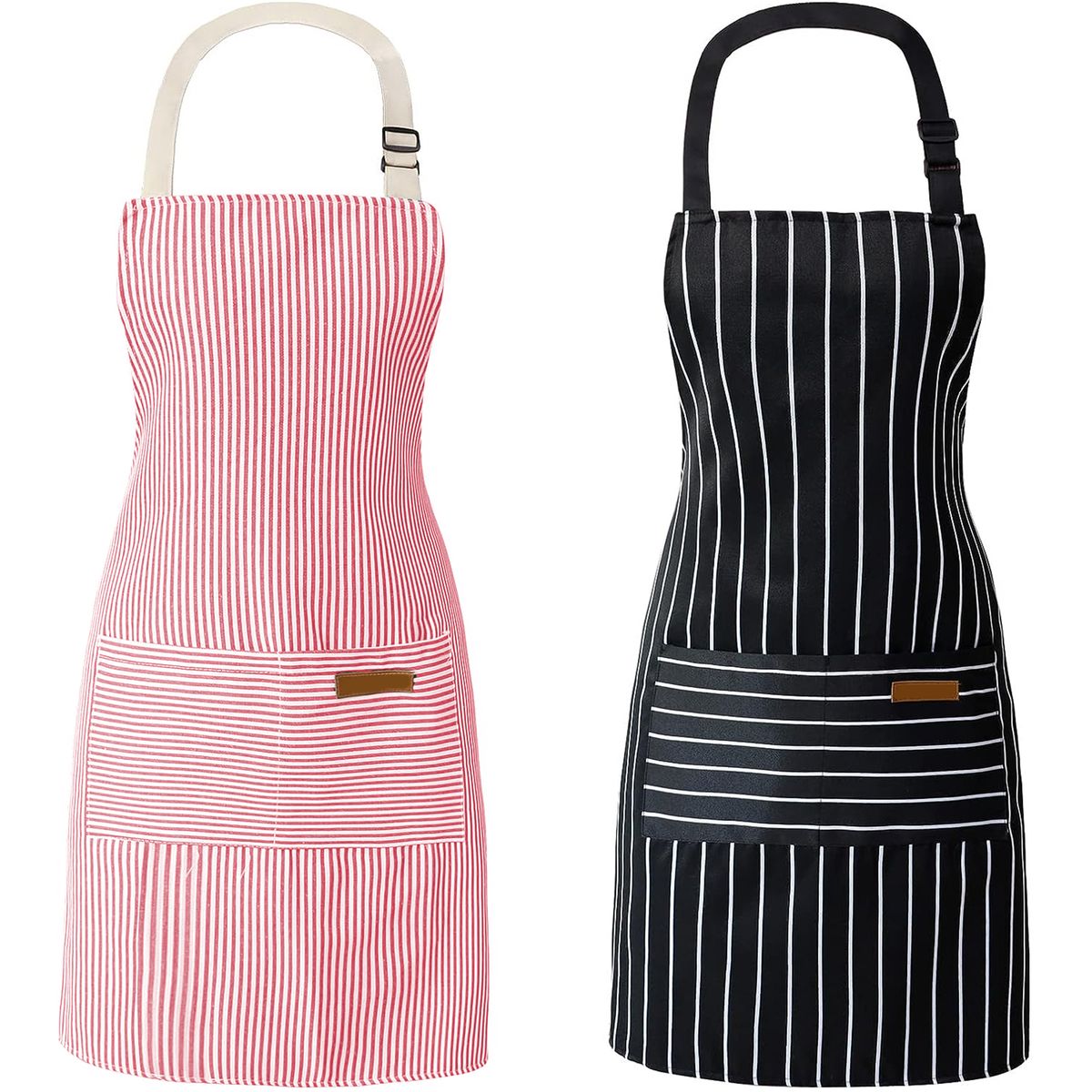 2 Pieces Chef Kitchen Cross- Back Apron Adjustable Bib Apron with 2 ...