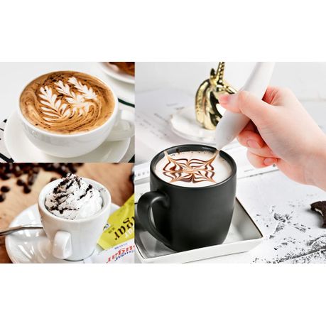 TuTuYa Latte Art Pen, White Spice Pen Electric Coffee Pen for Latte & Food  DIY, Works with Cinnamon, Salt, White sugar, Fine Coffee Grinds, Powered by