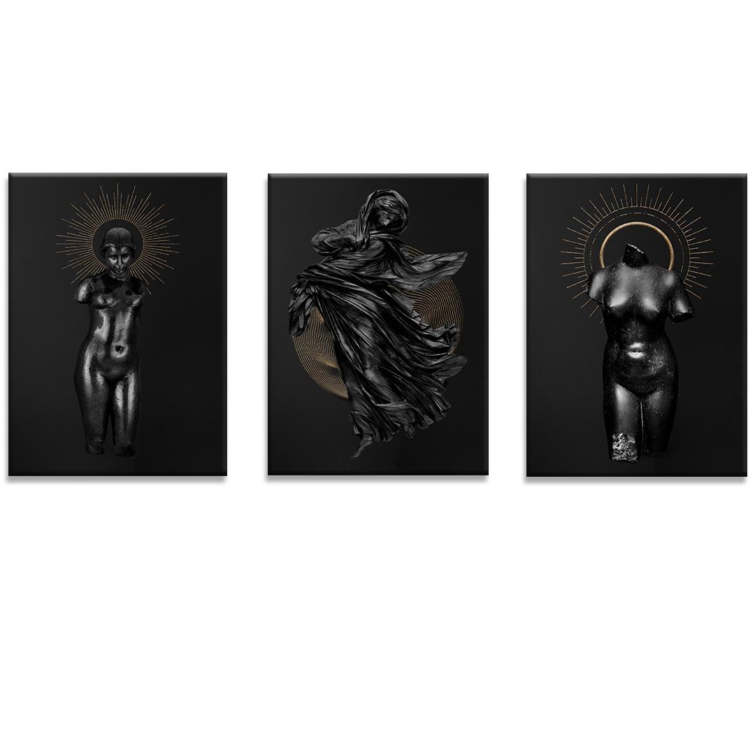 canvas-art-3-pieces-balck-gold-antique-woman-sculpture-deco-wall-art