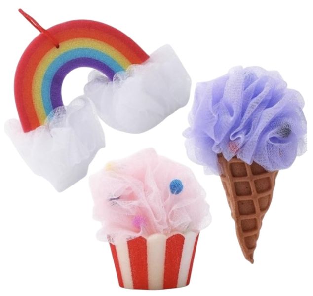 Fun Bath Sponges - Ice Cream, Rainbow, and Cupcake Shape