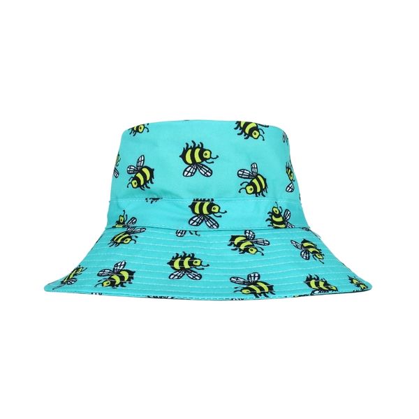 Moosel Hats Boys Wide Brim Bucket Sun Hat - Teal Honey Bees