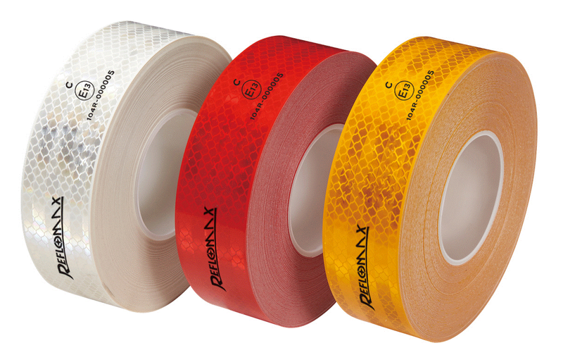 Reflomax R104 Reflective Conspicuity Tape Red + Yellow + White 50mm X 50m