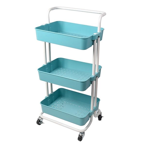3-Tier Utility Cart Storage Rolling Cart - Green