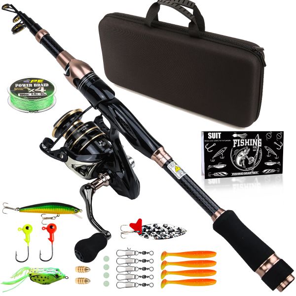 1.8m Beginner Telescopic Carbon Fibre Fishing Rod Tackle Kit NX2000