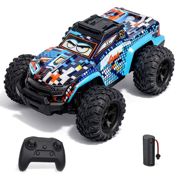 Colorful Matrix LED Light RC Car High Speed All Terrain Boys Kids Gift