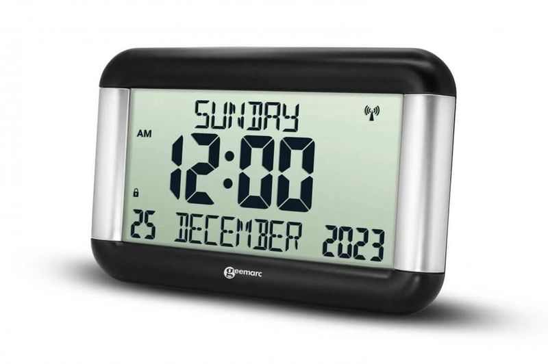 Geemarc's Digital Clock for Wall or Desk with Non Abbreviated Day and Month