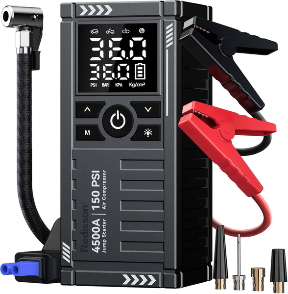 12V Car Battery Jump Starter with Air Compressor Tire Inflator 4500A 150PSI