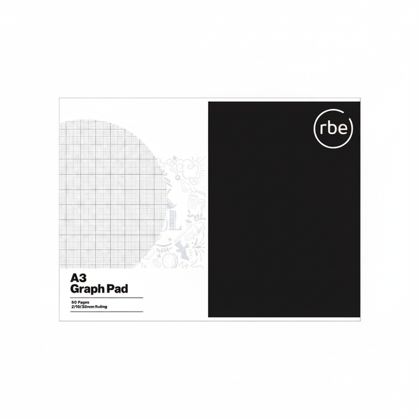 RBE A3 Graph Pad with 50 Sheets - 2mm &amp; 10mm Grid for Drawing &amp; Drafting