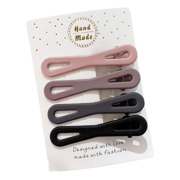 4-Piece Matte Oval Alligator Hair Clip Set - Multicolour