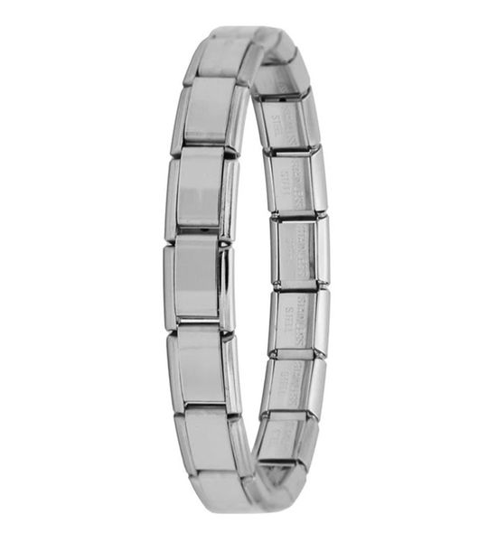 CRCS -Stainless Steel 18Link Matte Italian Charm Bracelet-9mm
