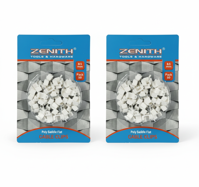 Zenith Cable Clips 8.5mm Flat Wire Management Clips with Screws - 2 Pack