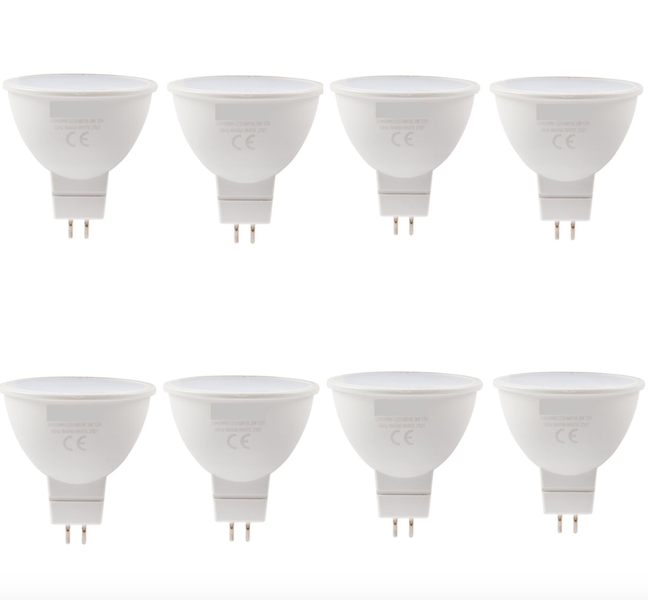 8 Pack - 12 Volt 3w Cool White GU5.3 - MR16 LED Downlight