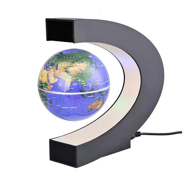 Floating Magnetic Levitation LED World Map Globe C Shape Light Anti-shakin