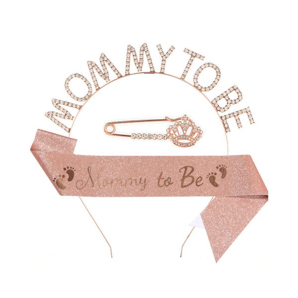 Mom To Be Headband &amp; Sash Set - Women's Baby Shower Gift &amp; Party Favors
