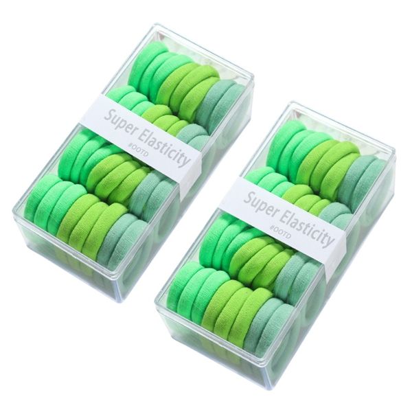 64 Piece Boxed Seamless Hair Bands Set - Green