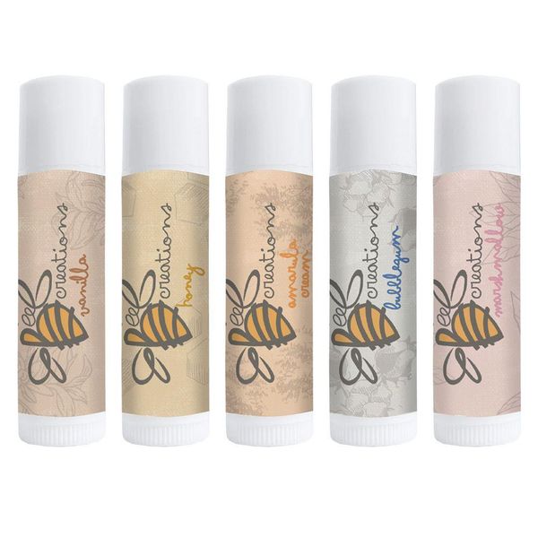 Bee Creations Natural Lip Balm Set - 5 Flavours - Moisturizing Balm
