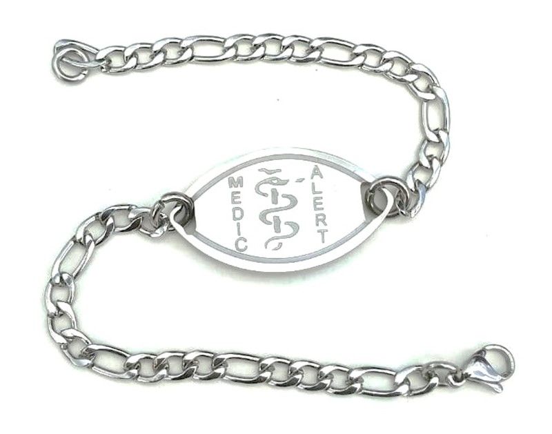 Engravable Medic Alert Disk Bracelet On 4mm Figaro Chain Shop Today