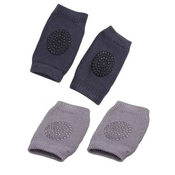 Cotton Baby Crawling Knee Pad Protectors - Grey &amp; Dark Grey