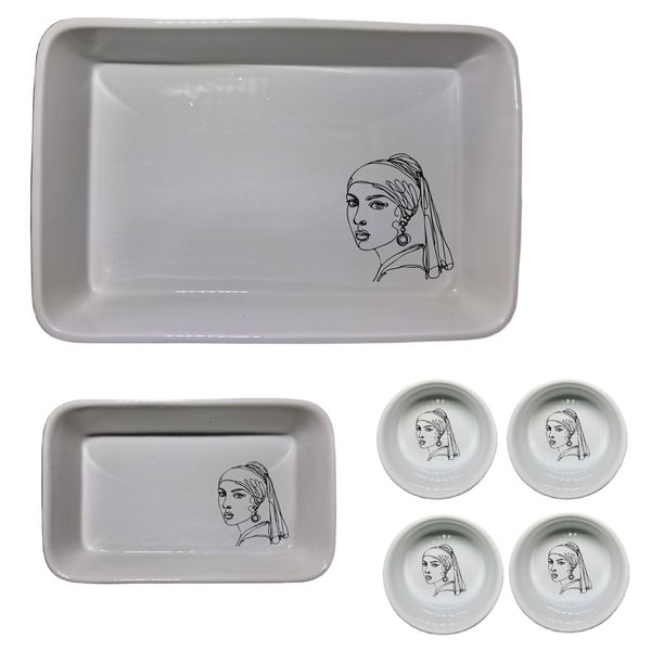 Girl With A Pearl Earring - 6 Piece White Dish Set