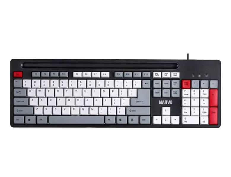 Marvo KB005 104 Keys Office Keyboard (Red-Black)