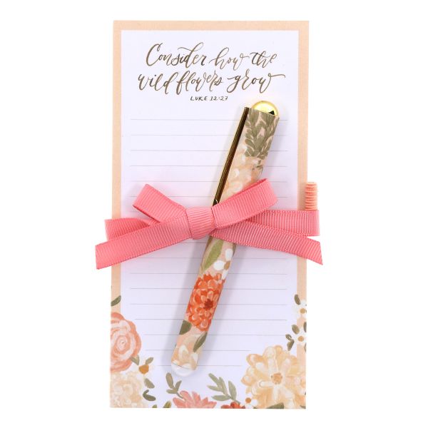 Magnetic Notepad with Pen - Consider How the Wildflowers Grow