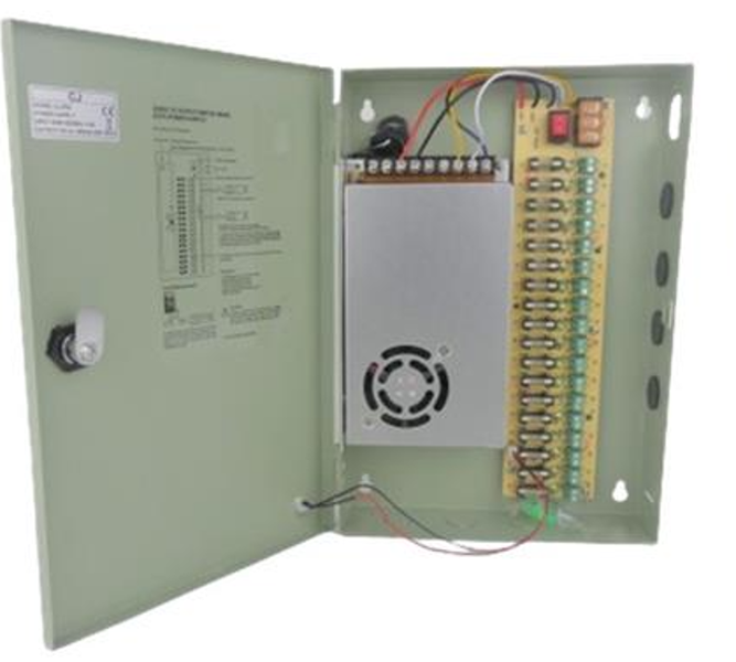 PowerTech 12VDC 18 Channels 20 Amp CCTV Power Supply Distribution Box