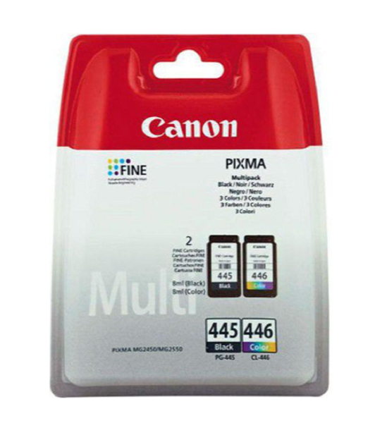 Canon PG 445 XL/CL446 Original Black 445XL &amp; Tri-Color 446 ink Cartridges (OEM)