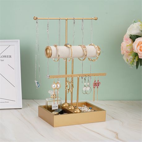 Golden Metal 3 Tier Jewelry Rack Ring Earring Display Stand Organizer | Shop Today. Get it Tomorrow! | takealot.com