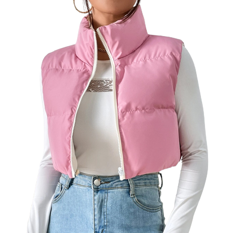 Puffy vest with top short sleeves