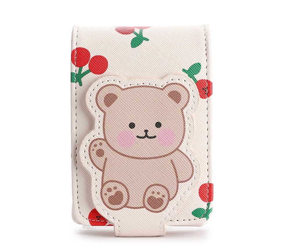 Cherry Bear Mini Purse with Mirror, Lipstick Coin Card Wallet for Women