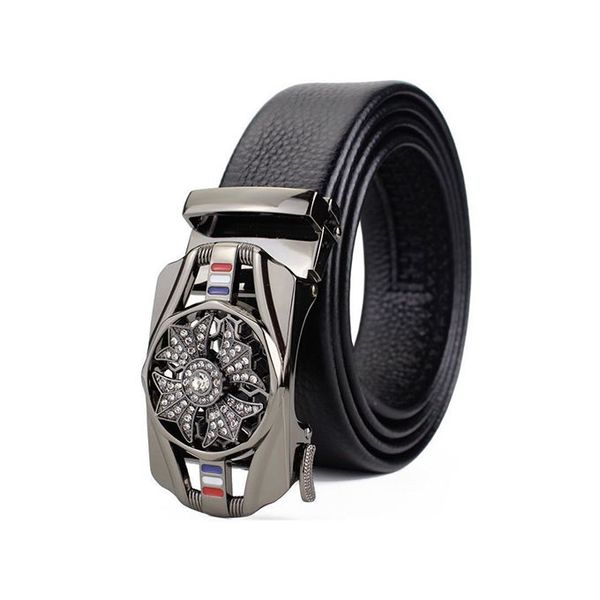 Men's Fortunes Turn Four Leaf Clover Belt Automatic Buckle - Black