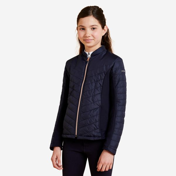 Fouganza Kids' Horse Riding Jacket 500 with Rose Gold Zip - Navy