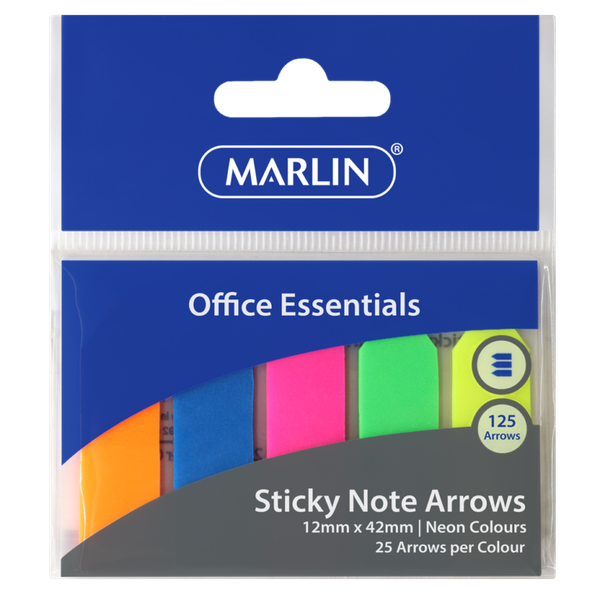 Marlin - Sticky Note Arrows 125 Sheets Neon Colours (Pack Of 20)