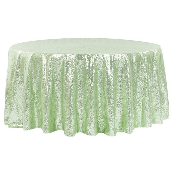 Round Sequin Tablecloth Green - 10 Seater