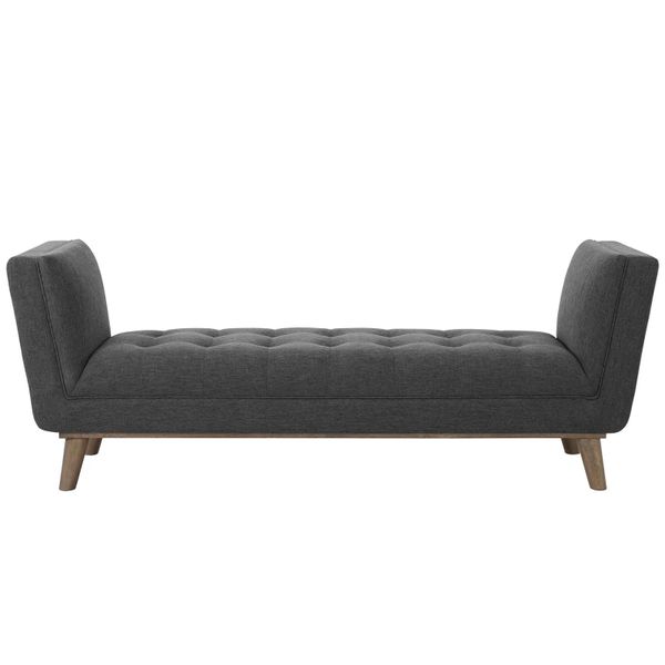 Azure Haven Tufted Button Bench In Grey Beige image