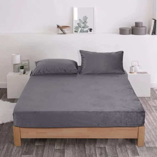 3 Piece Warm Soft Velvet Fitted Sheet Double size