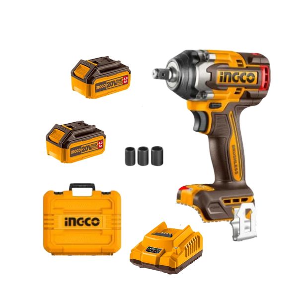Ingco - Impact Wrench - 1/2" - 500NM - 2x 4.0Ah Batteries