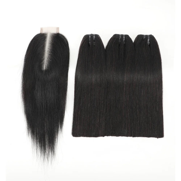 15A 8" Vietnamese Bone Straight Hair 3 Bundles and 2X6 Closure SDD