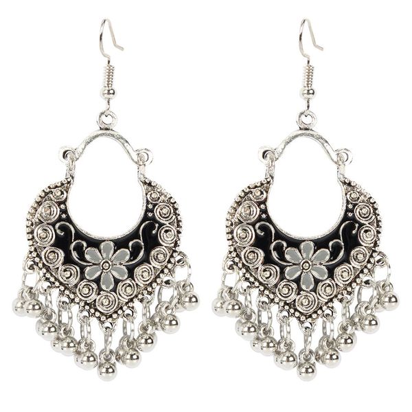 Out Tassel Earrings-Black image