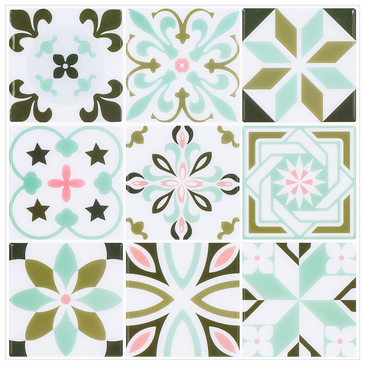 10 Sheet DIY Mosaic Tile Peel and Stick Kitchen Backsplash Morocco Lime