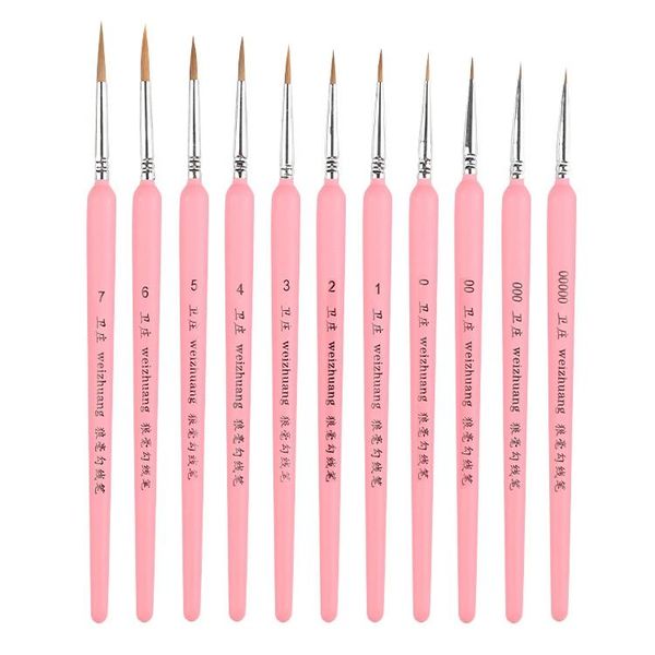 BasicX 11PCS Precision Paint Brush Set, Wood Handle, Watercolor &amp; Detailing