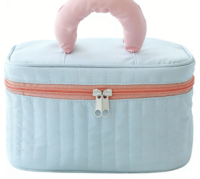 Fresh Color-block Cosmetic Bag | Comfortable Soft Handle