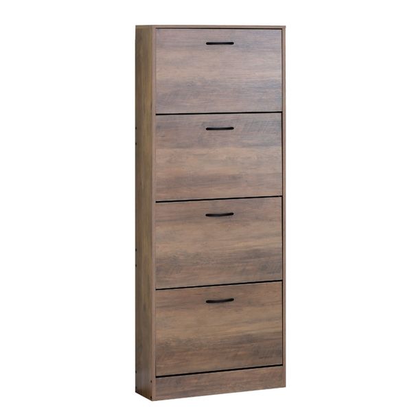 Home Pro - Bergarro 4-Tier Shoe Cabinet - Elm